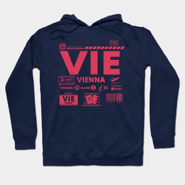 Vintage Vienna VIE Airport Code Travel Day Retro Travel Tag Hoodie by Now Boarding